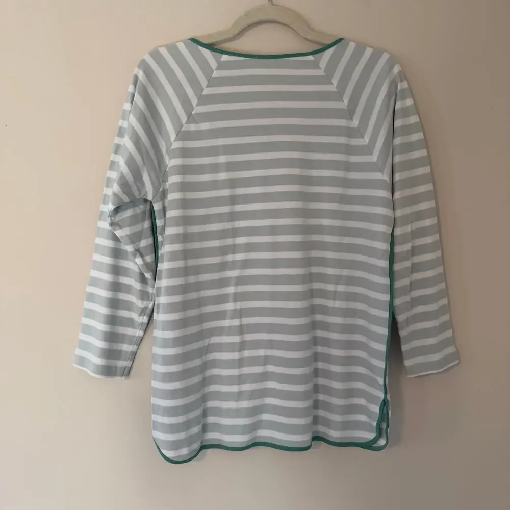 Lake Striped Pajama Set Long Sleeve Top and Pants 100% Pima Cotton Size Medium - Picture 13 of 13